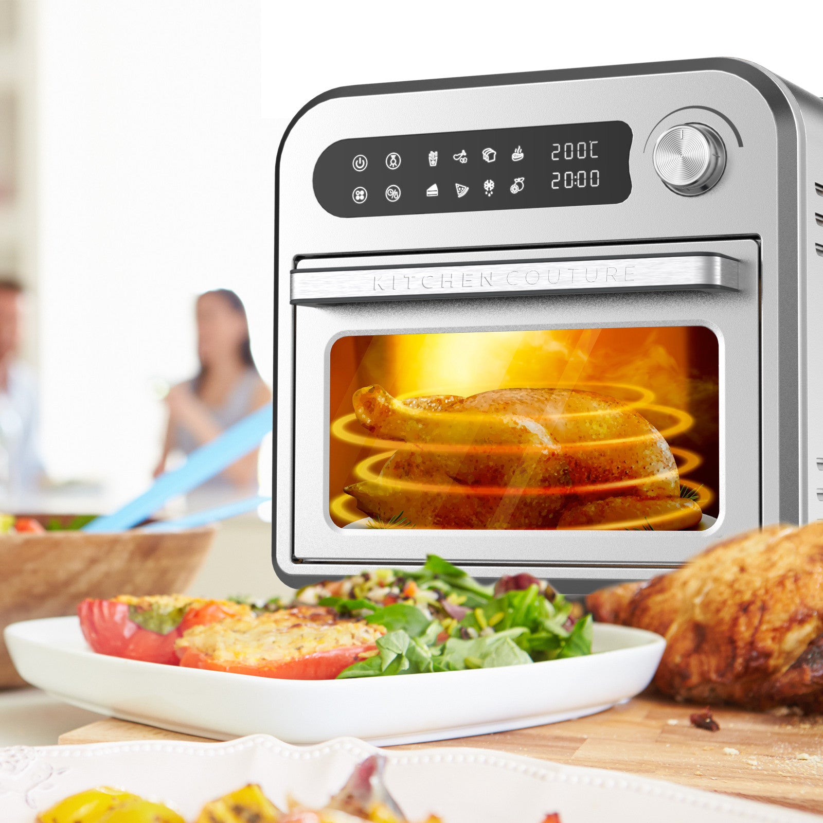Kitchen Couture 10 Litre Compact Air Fryer Oven Oil Free Cooking Silver 3