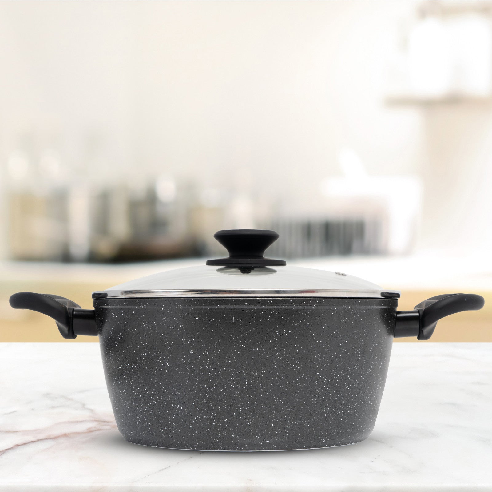 Stone Chef Forged Casserole With Lid Cookware Kitchen Black 24cm 3