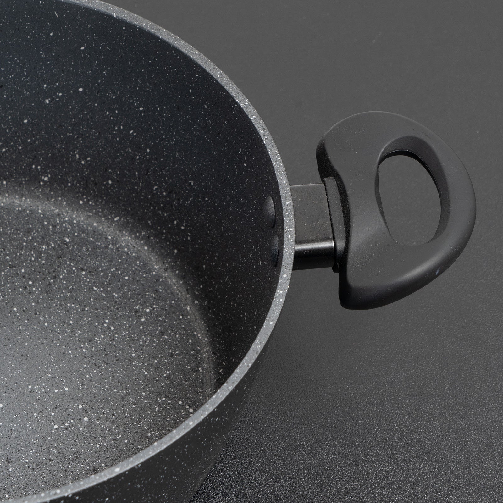 Stone Chef Forged Casserole With Lid Cookware Kitchen Black 24cm 9