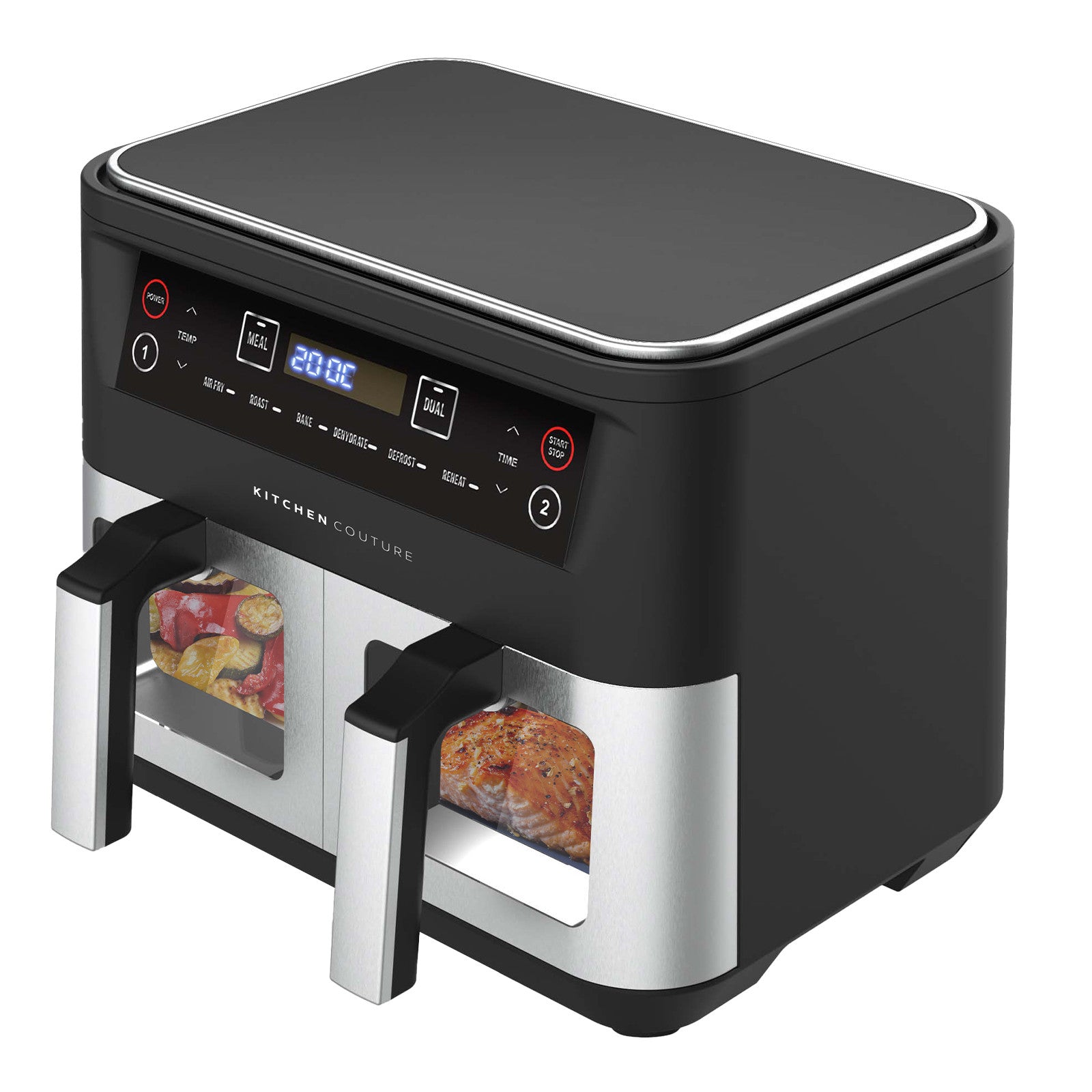 Kitchen Couture Dual View 2 x 5 Litre (10 Litre) Air Fryer Stainless Steel 3