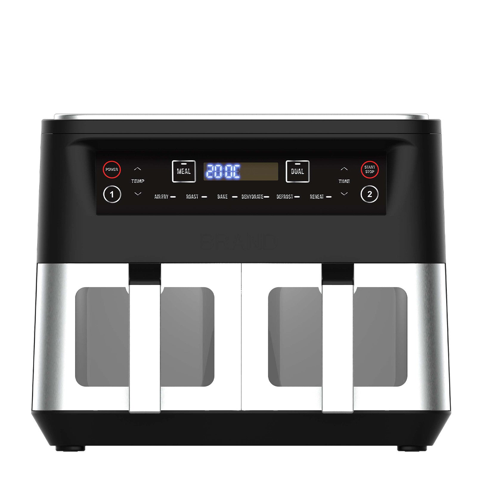 Kitchen Couture Dual View 2 x 5 Litre (10 Litre) Air Fryer Stainless Steel 4