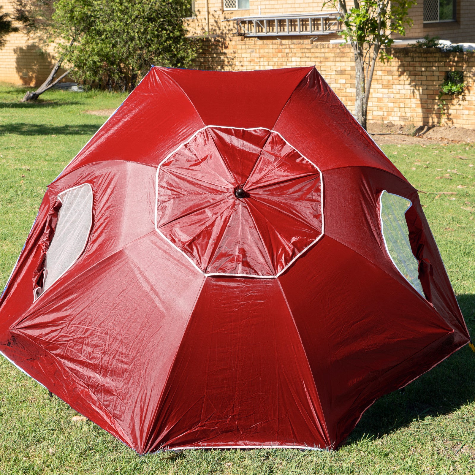 Havana Outdoors Beach Umbrella 2.4M Outdoor Garden Beach Portable Shade Shelter - Red 8