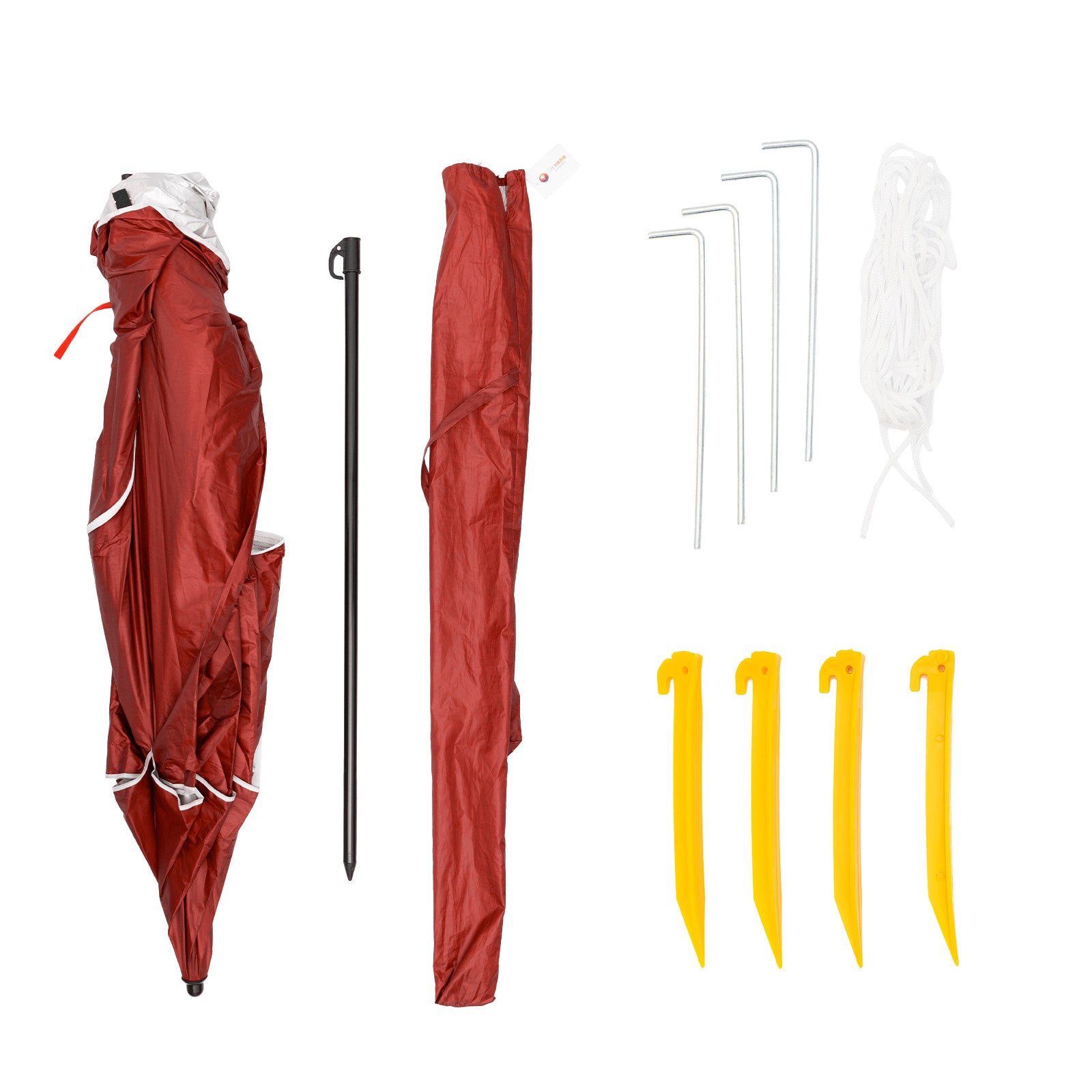 Havana Outdoors Beach Umbrella 2.4M Outdoor Garden Beach Portable Shade Shelter - Red 9