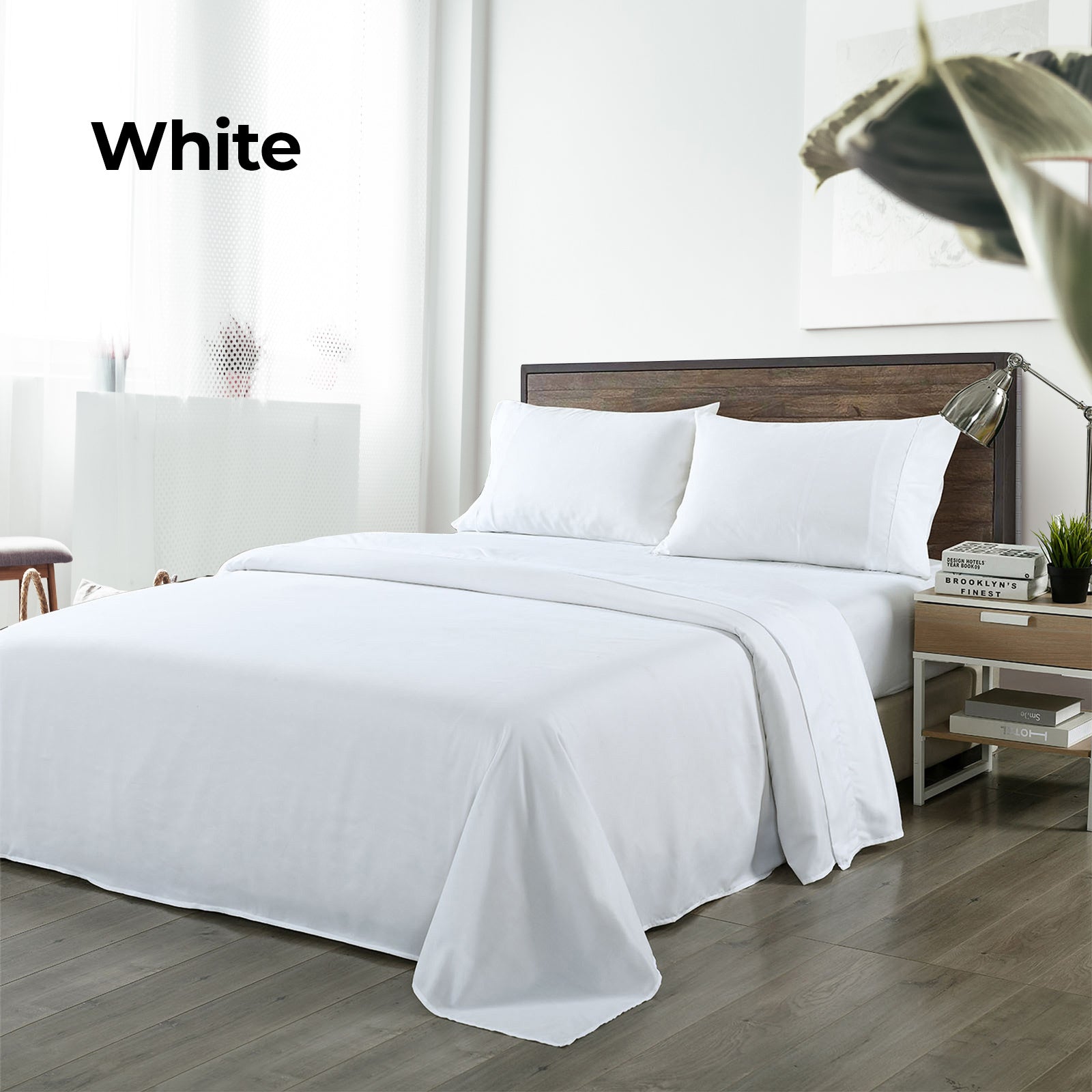 Royal Comfort Bamboo Blended Sheet & Pillowcases Set 1000TC Ultra Soft Bedding - King - White 5