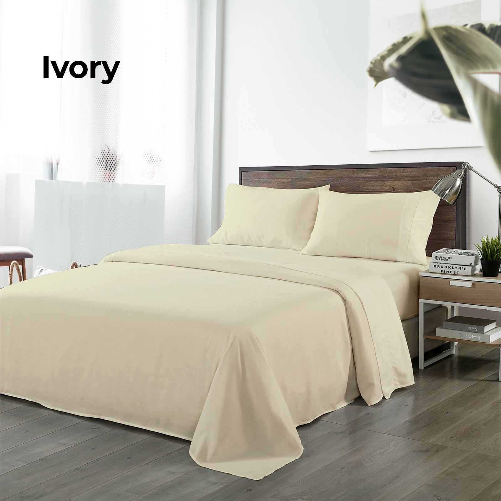 Royal Comfort Bamboo Blended Sheet & Pillowcases Set 1000TC Ultra Soft Bedding - King - Ivory 5