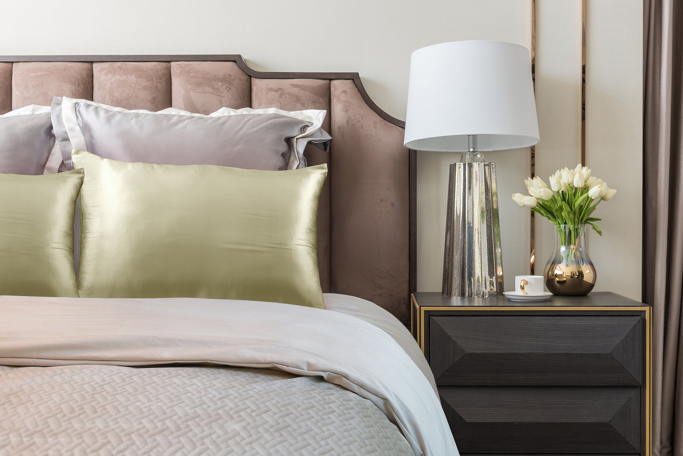 Royal Comfort Mulberry Soft Silk Hypoallergenic Pillowcase Twin Pack 51 x 76cm - Champagne 4