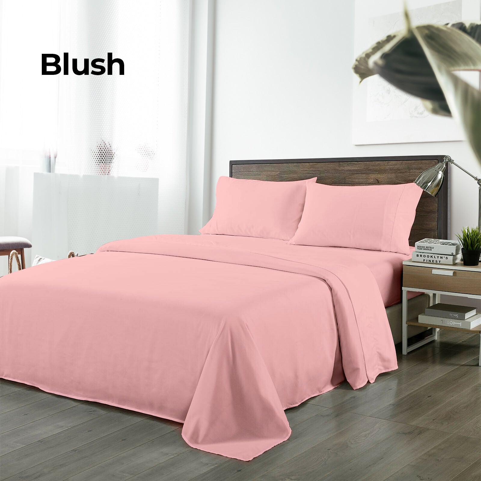 Royal Comfort Bamboo Blended Sheet & Pillowcases Set 1000TC Ultra Soft Bedding - King - Blush 5
