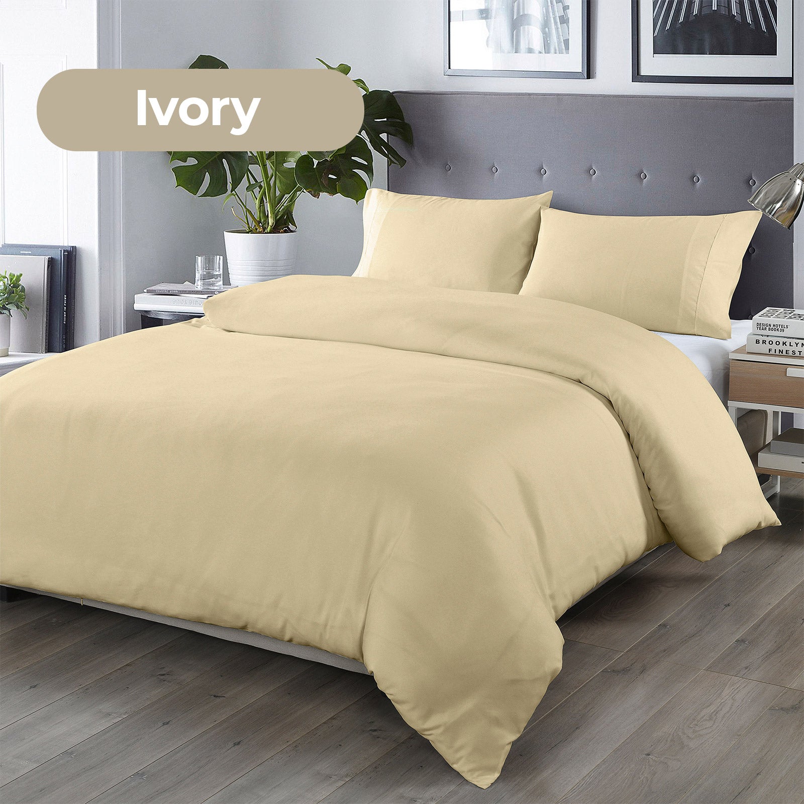 Royal Comfort Bamboo Blended Quilt Cover Set 1000TC Ultra Soft Luxury Bedding - Double - Ivory 5