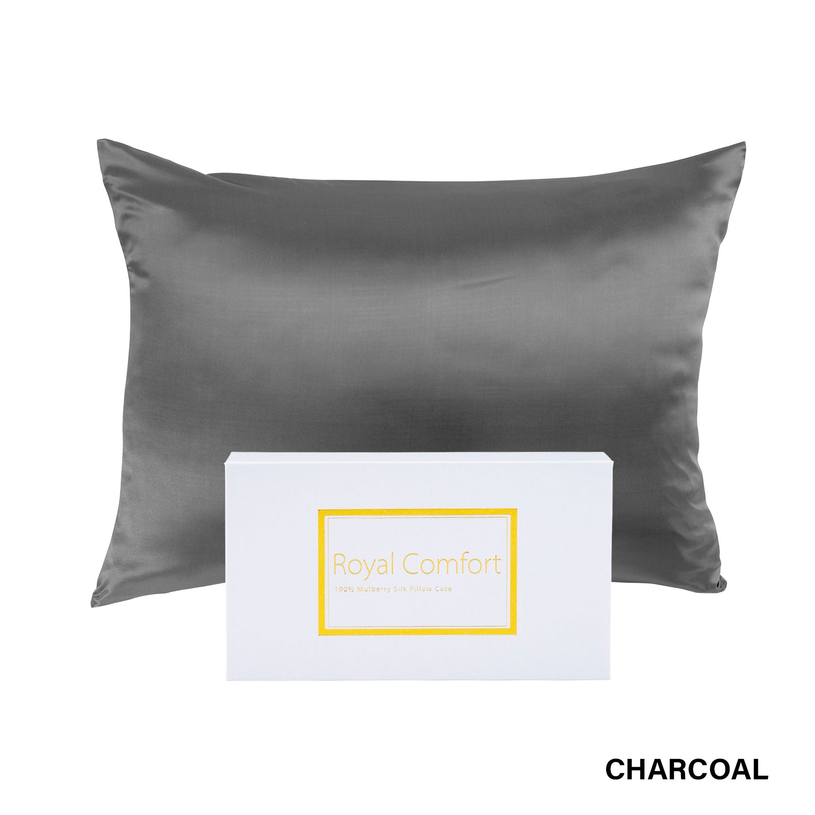 Royal Comfort Pure Silk Pillow Case 100% Mulberry Silk Hypoallergenic Pillowcase - Charcoal 7