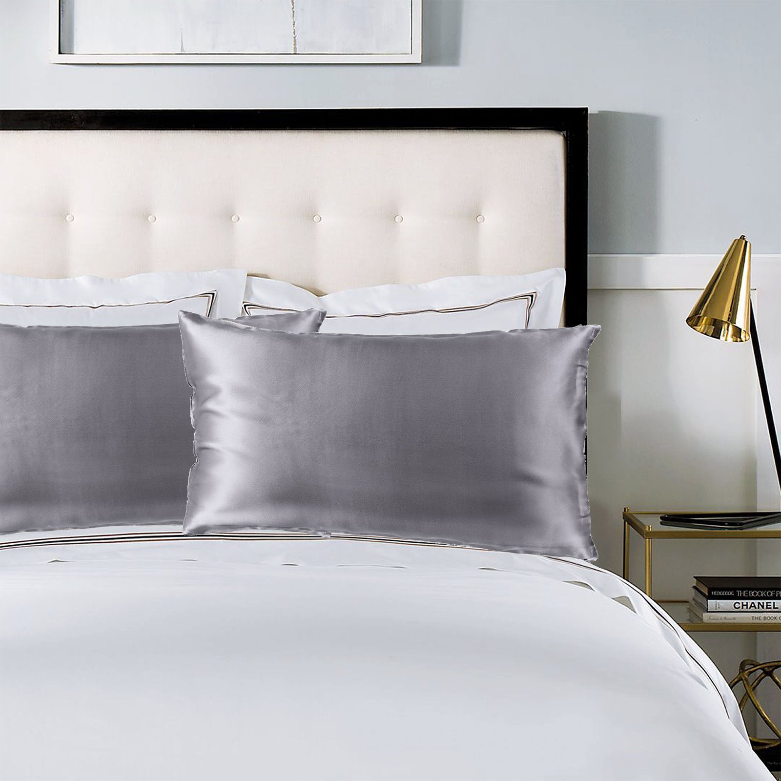 Royal Comfort Pure Silk Pillow Case 100% Mulberry Silk Hypoallergenic Pillowcase - Charcoal 9