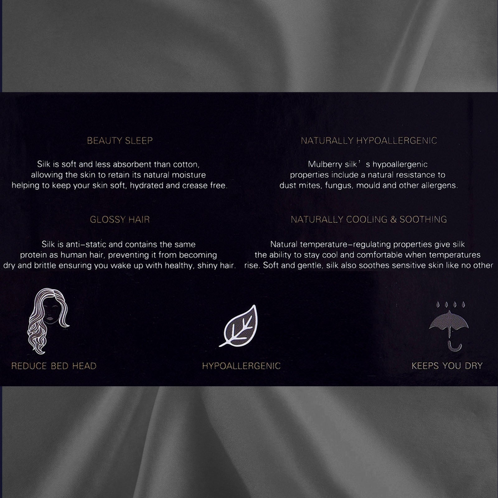 Royal Comfort Pure Silk Pillow Case 100% Mulberry Silk Hypoallergenic Pillowcase - Charcoal 10