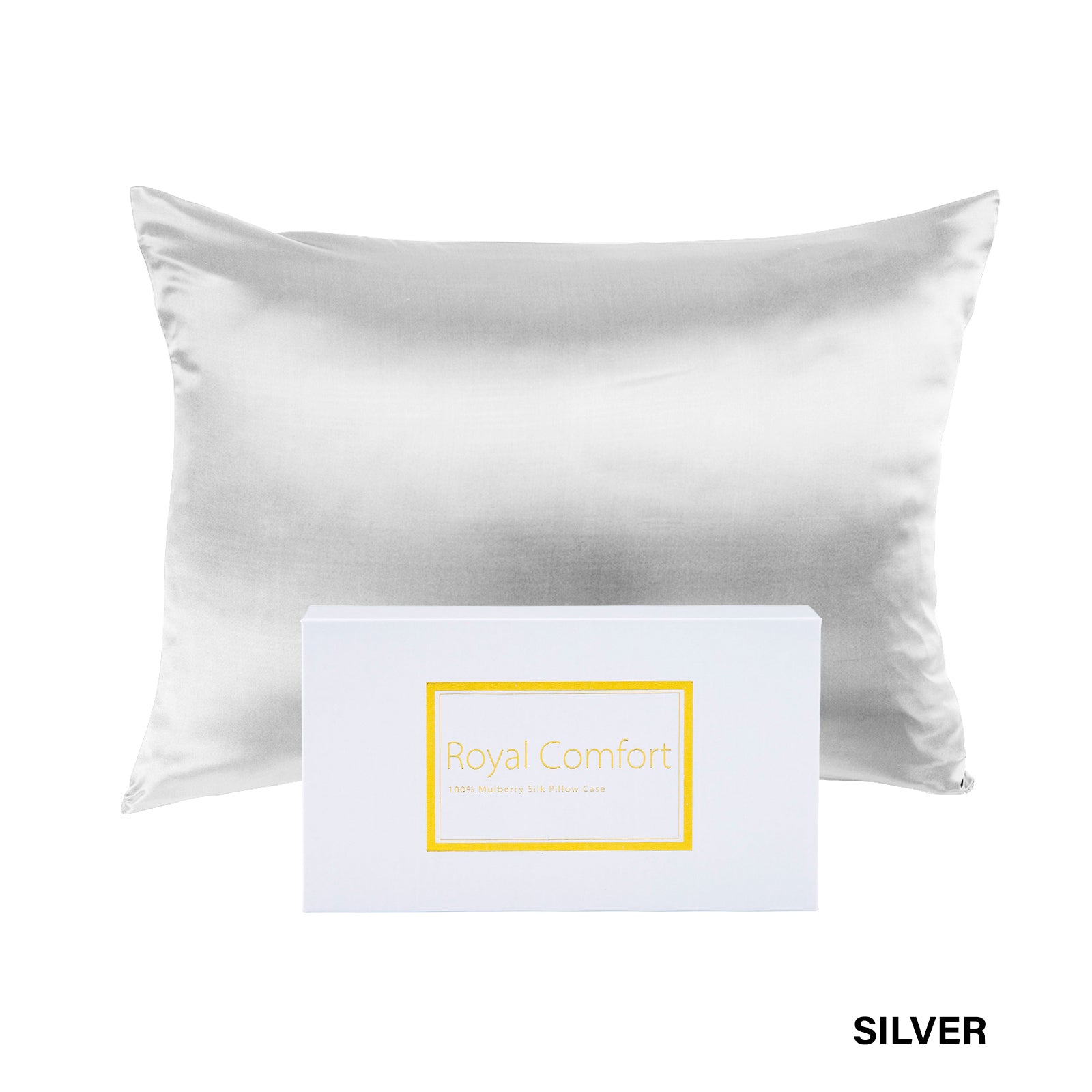 Royal Comfort Pure Silk Pillow Case 100% Mulberry Silk Hypoallergenic Pillowcase - Silver 7