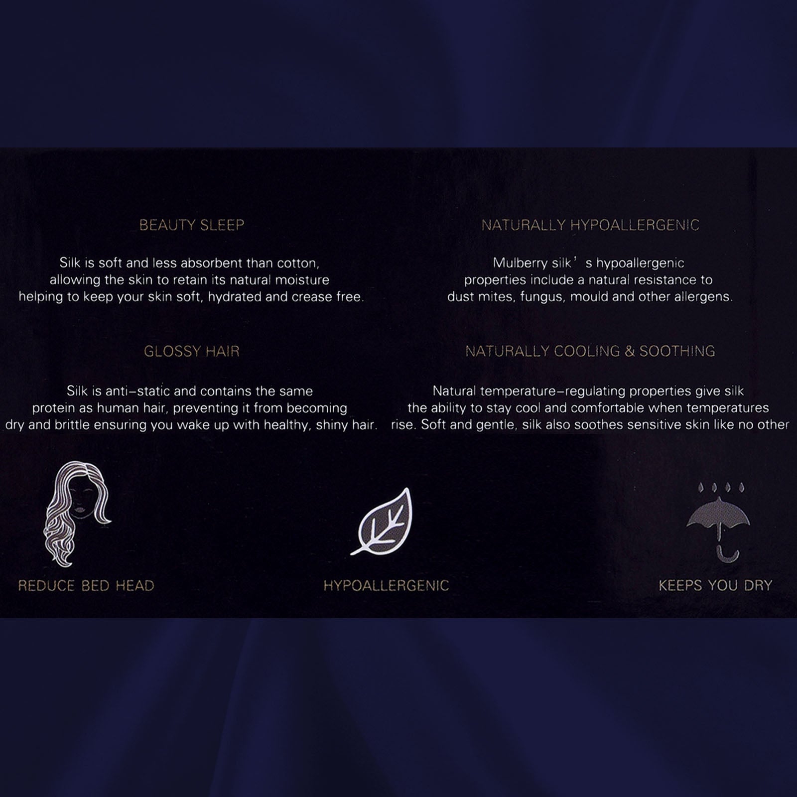 Royal Comfort Pure Silk Pillow Case 100% Mulberry Silk Hypoallergenic Pillowcase - Navy 10