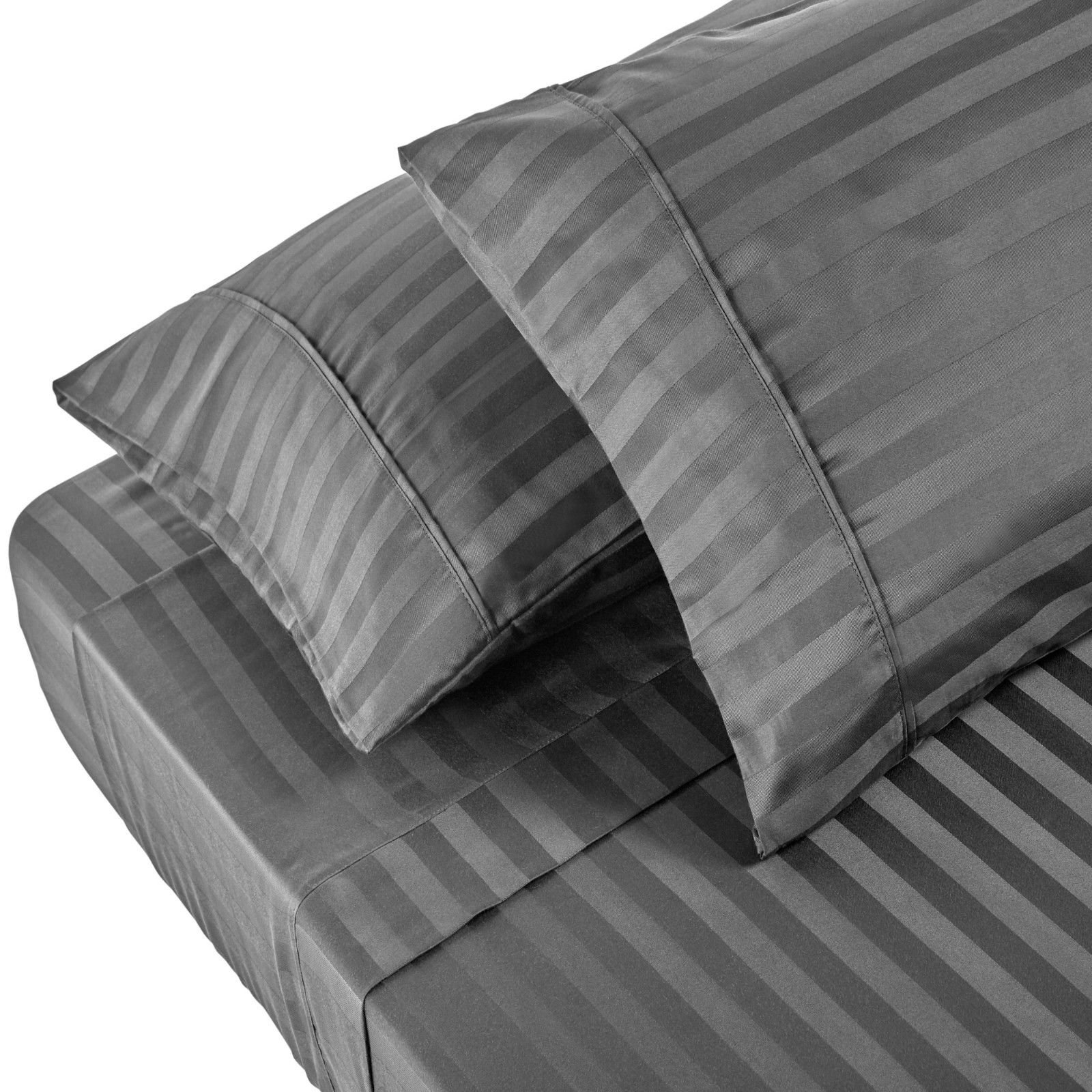 Royal Comfort 1200TC Sheet Set Damask Cotton Blend Ultra Soft Sateen Bedding - Queen - Charcoal Grey 3