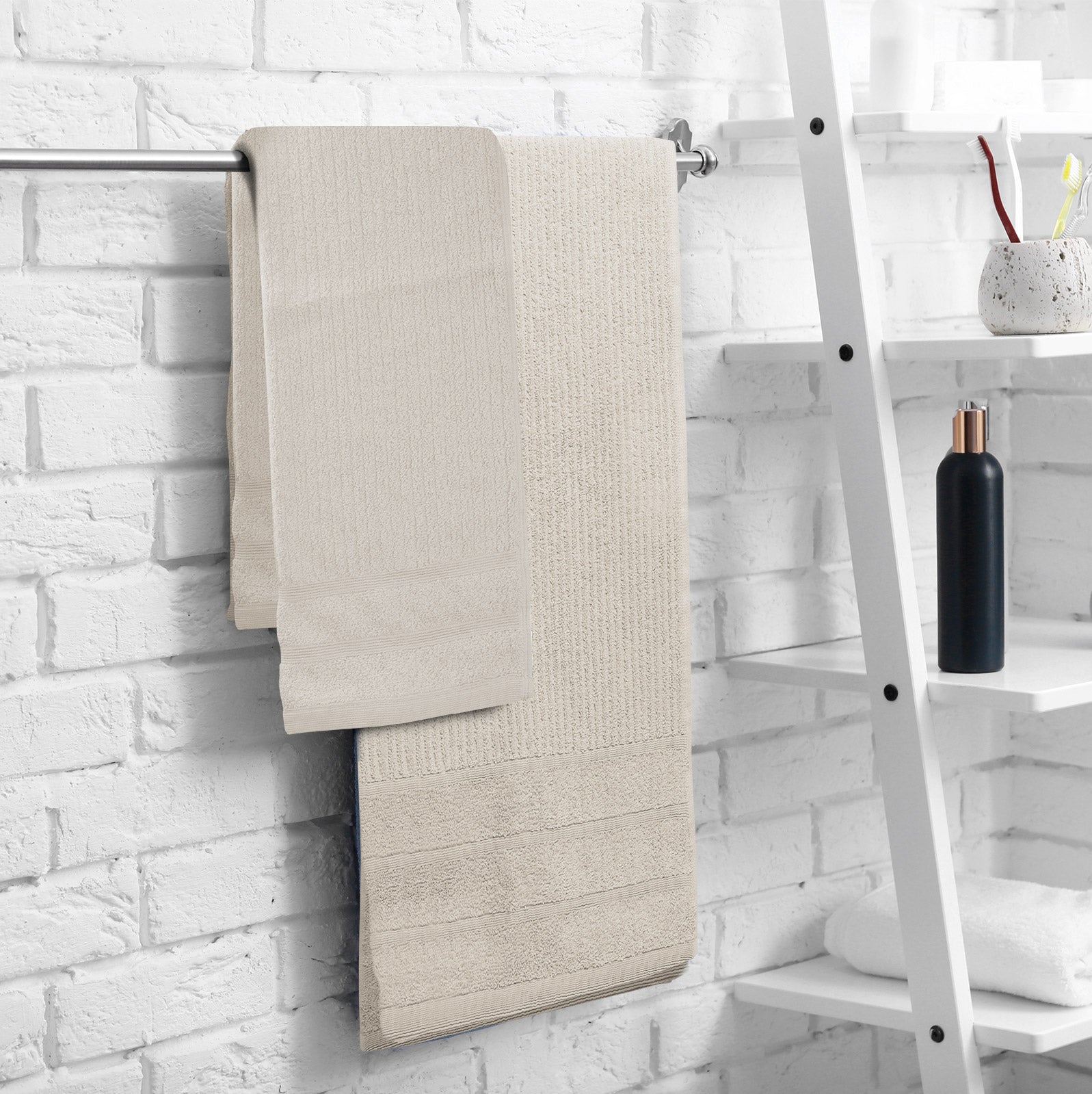 Royal Comfort Eden Egyptian Cotton 600GSM 8 Piece Luxury Bath Towels Set - Beige 6