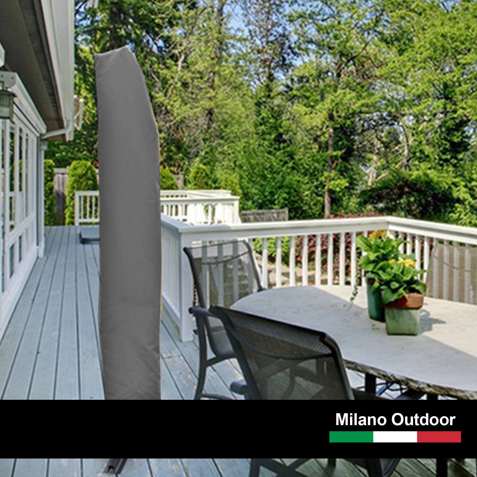 Milano 3M Outdoor Umbrella Cantilever With Protective Cover Patio Garden Shade - Grey 3