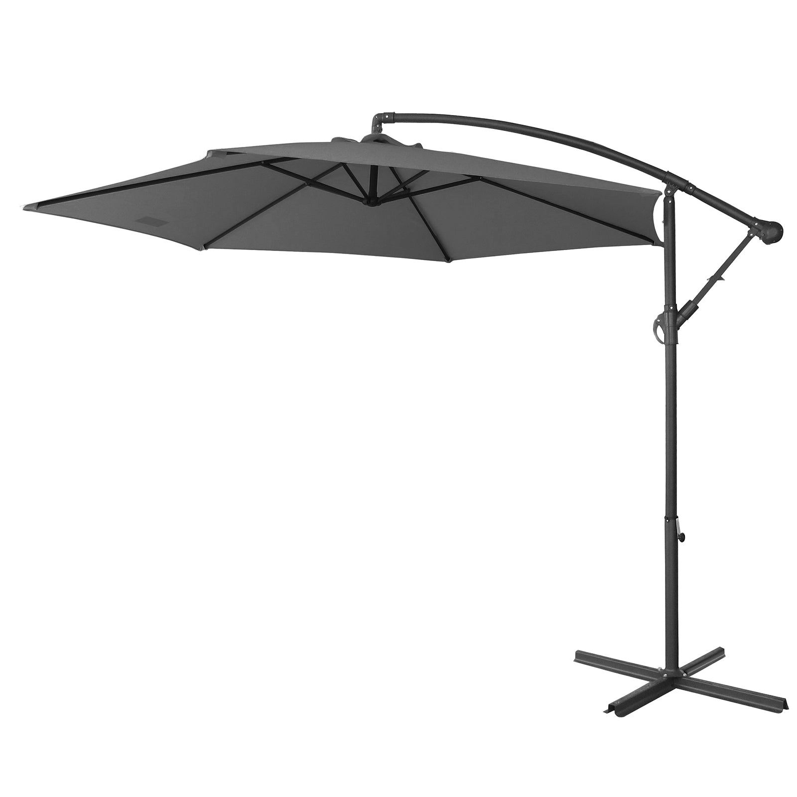 Milano 3M Outdoor Umbrella Cantilever With Protective Cover Patio Garden Shade - Charcoal 6
