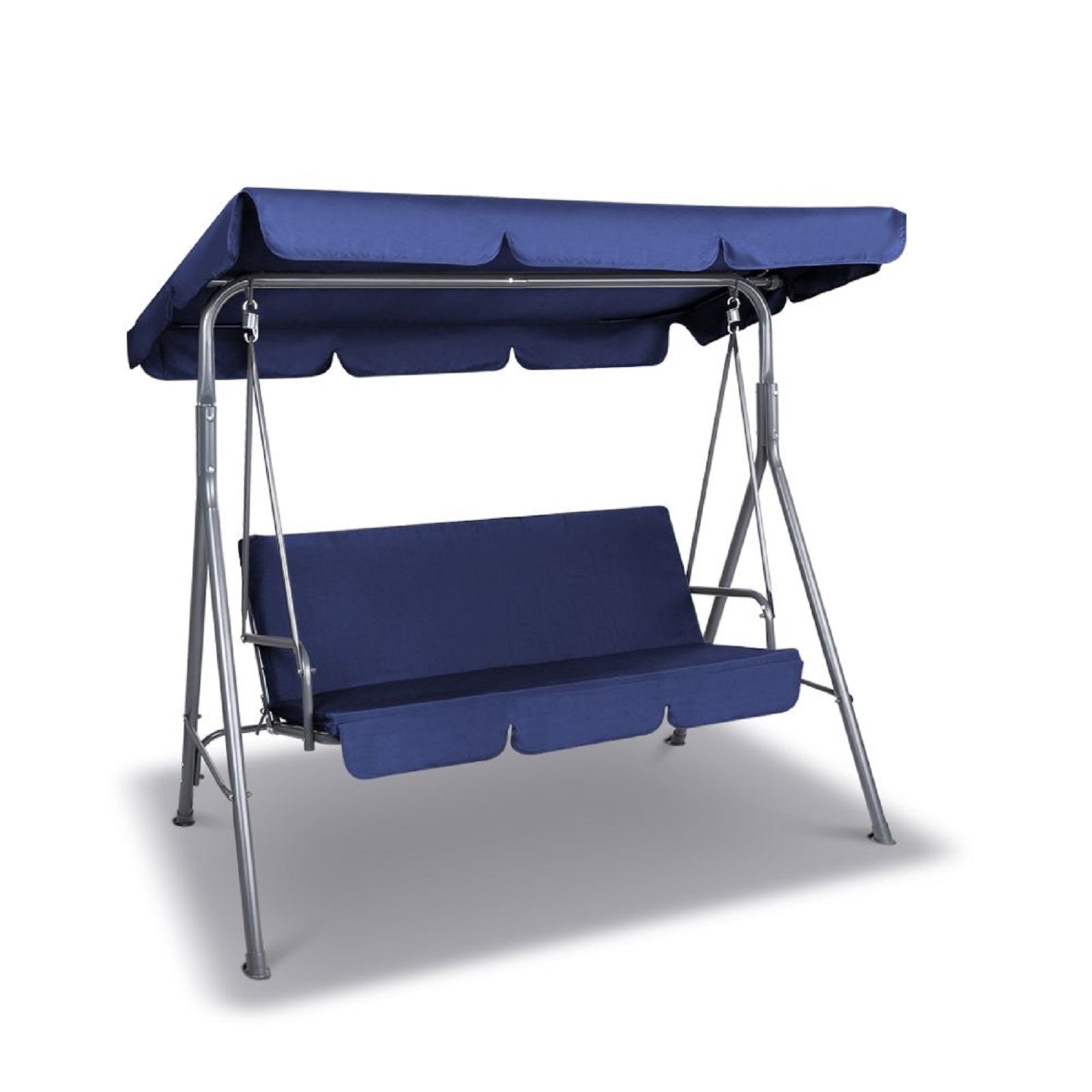 Milano Outdoor Swing Bench Seat Chair Canopy Furniture 3 Seater Garden Hammock - Dark Blue 4