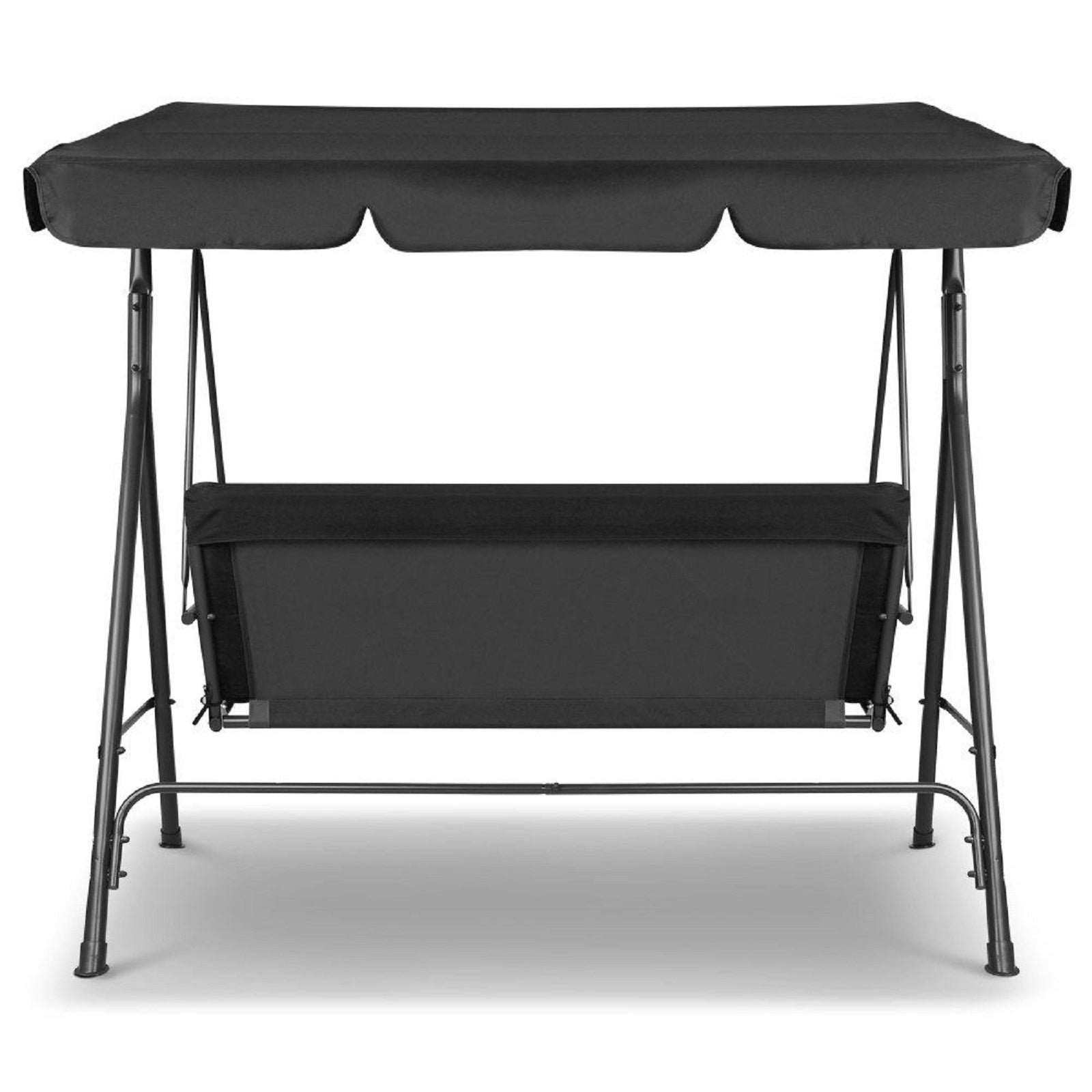 Milano Outdoor Swing Bench Seat Chair Canopy Furniture 3 Seater Garden Hammock - Black 5