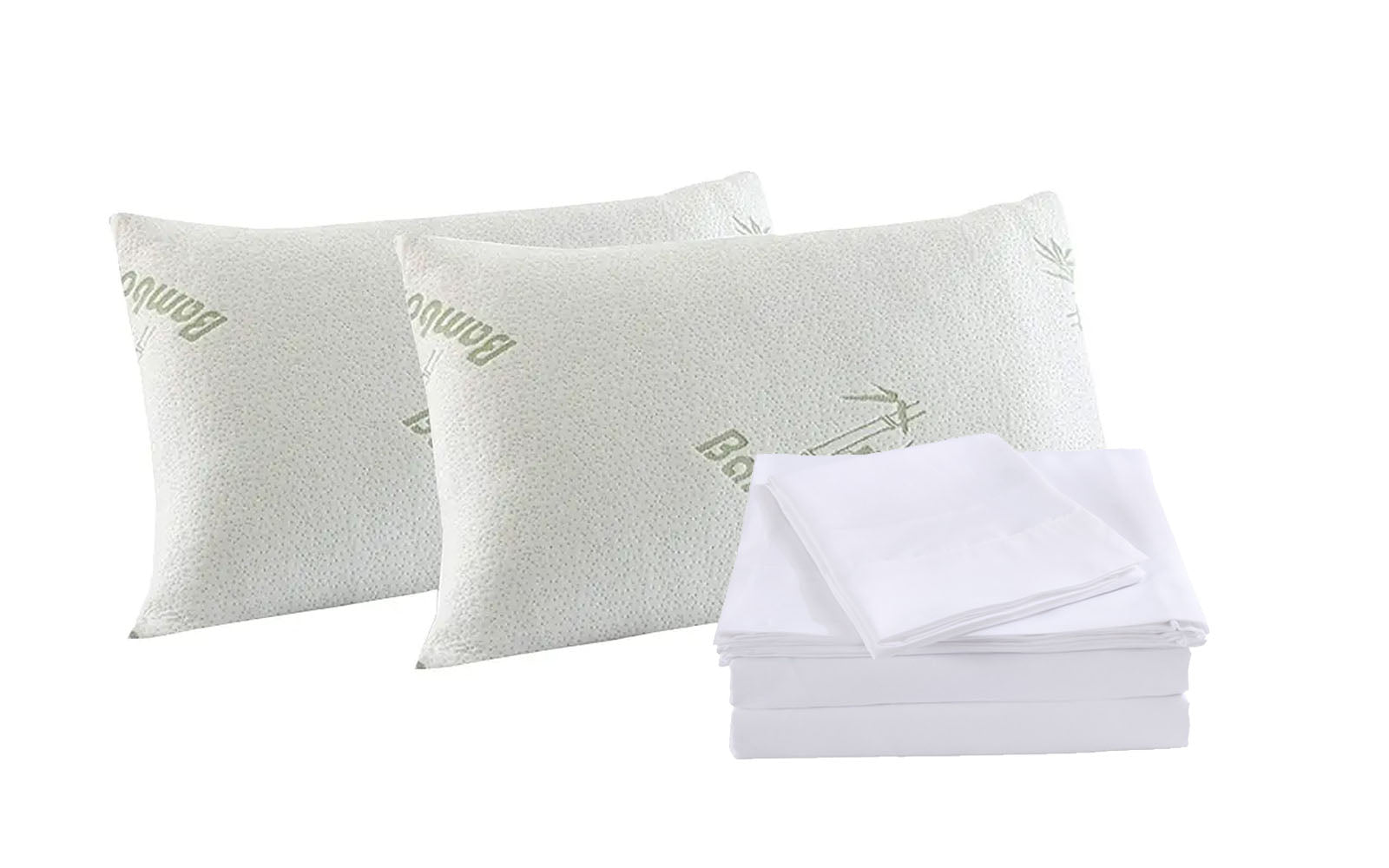 Royal Comfort Bamboo Blend Sheet Set 1000TC and Bamboo Pillows 2 Pack Ultra Soft - King - White