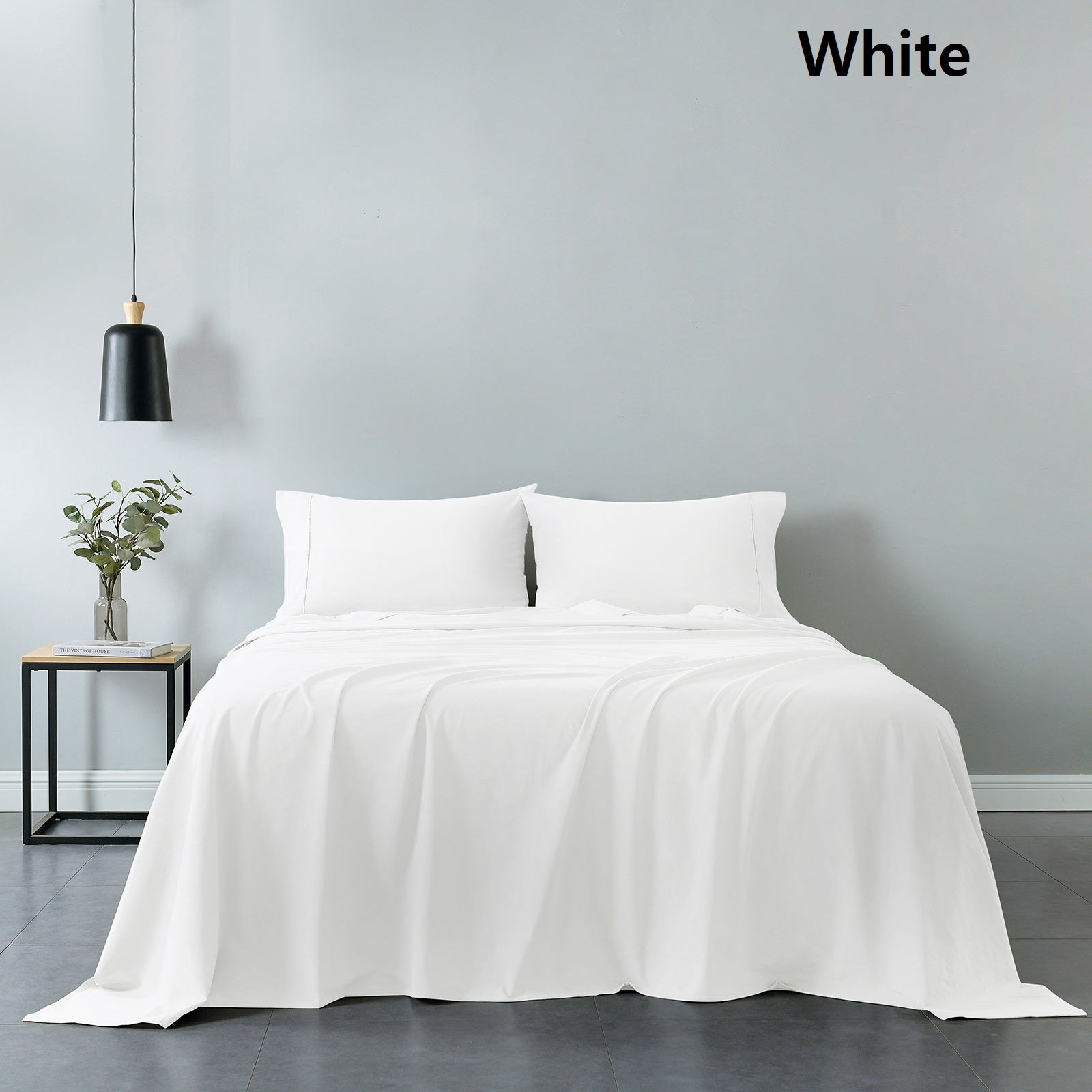 Royal Comfort 100% Cotton Vintage Sheet Set And 2 Duck Feather Down Pillows Set - King - White 3