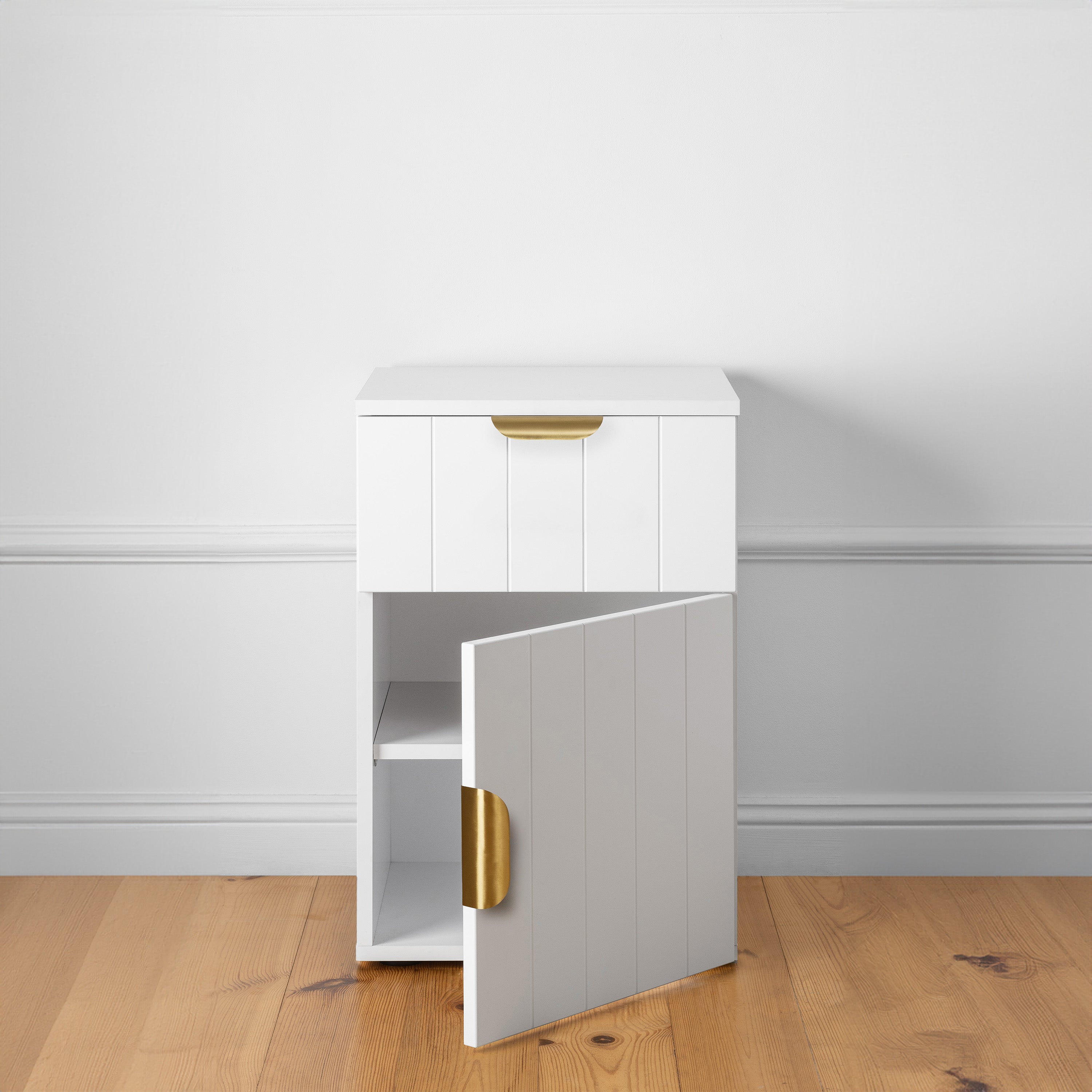 PORTO BEDSIDE TABLE - WHITE - VJ PANEL - PULL BRASS 3