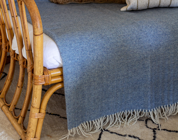 Hampton Throw - Merino Wool Blend - Blue 3