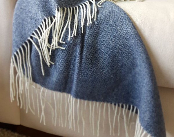 Kensington Throw - 10% Cashmere/ 90% Super Fine Merino Wool - Navy 3