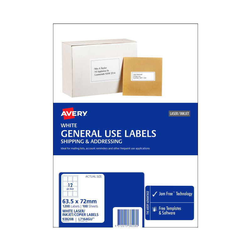 AVERY Gen Label L7164GU 12Up Pack of 100 3