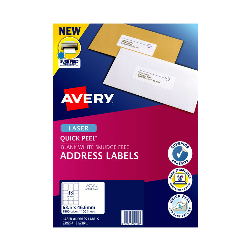 AVERY Laser Label L7161 18Up Pack of 100 3
