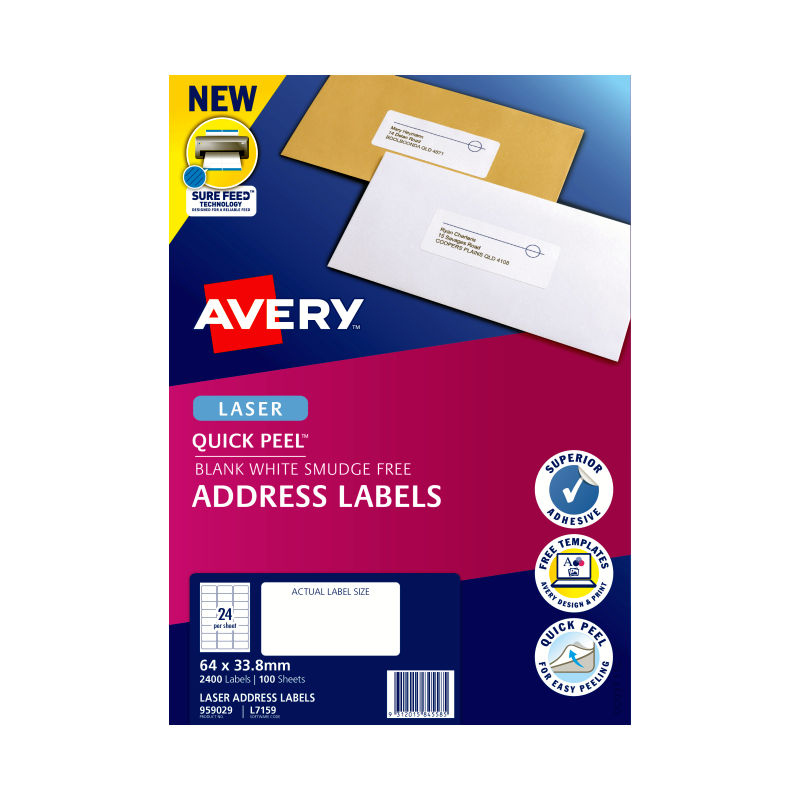 AVERY Laser Label QP L7159 24Up Pack of 100 3