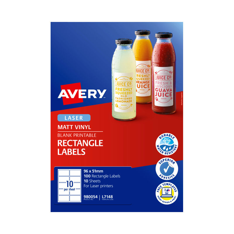 AVERY LaserLabel Rct L7148 10Up Pack of 100 3