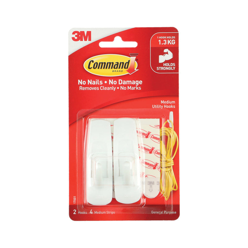 COMMAND Hook 17001ANZ Medium Pack of 2 Box of 6 3