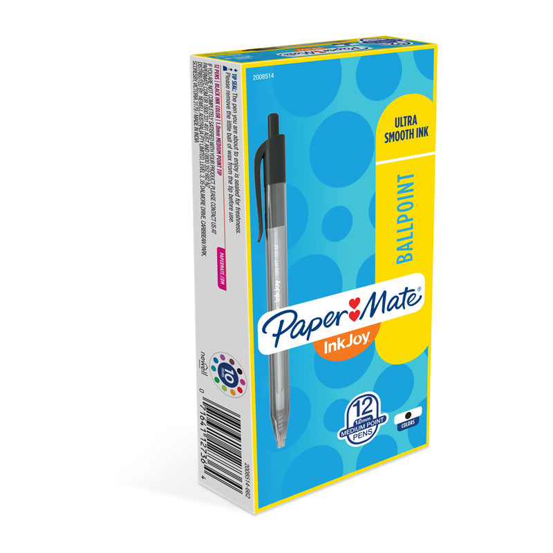 PAPER MATE InkJoy 100RT Ball Pen Black Box of 12 3