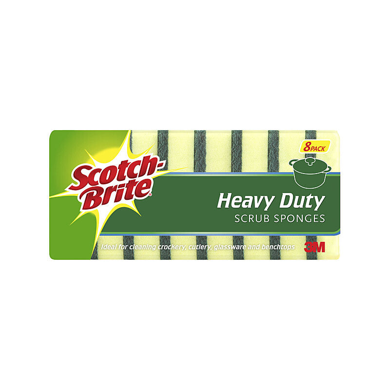 SCOTCHBRITE Scrub Sponge Heavy Duty Pack of 8 4