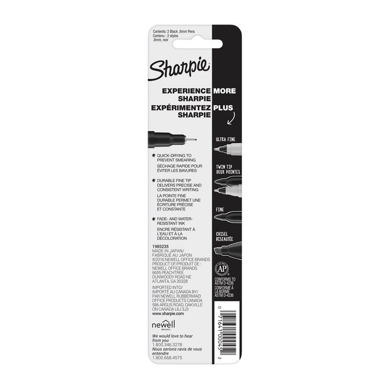 SHARPIE Pen Fine Black Pack 2 Box of 6 3