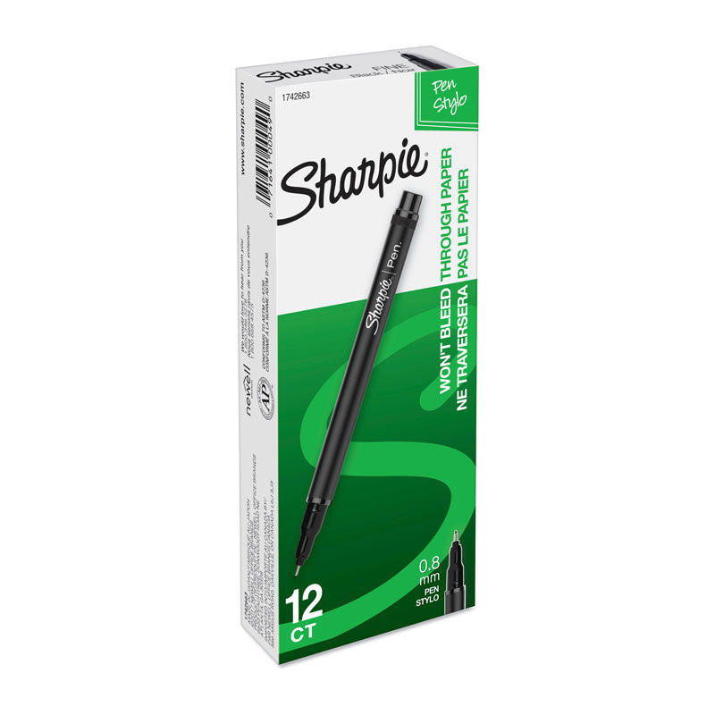 SHARPIE Fineliner Pen Black Box of 12 3