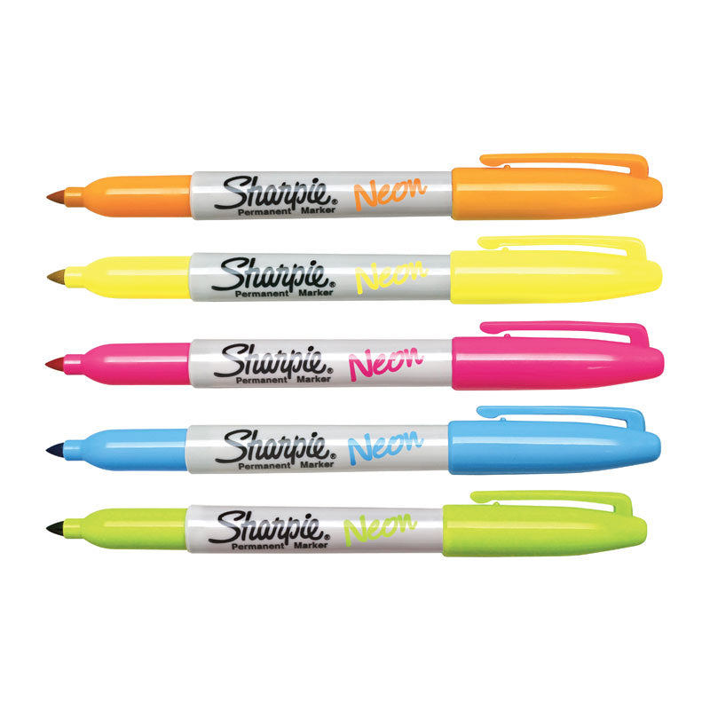 SHARPIE Neon Permanent Marker Fine Point Assorted Pack of 5 3