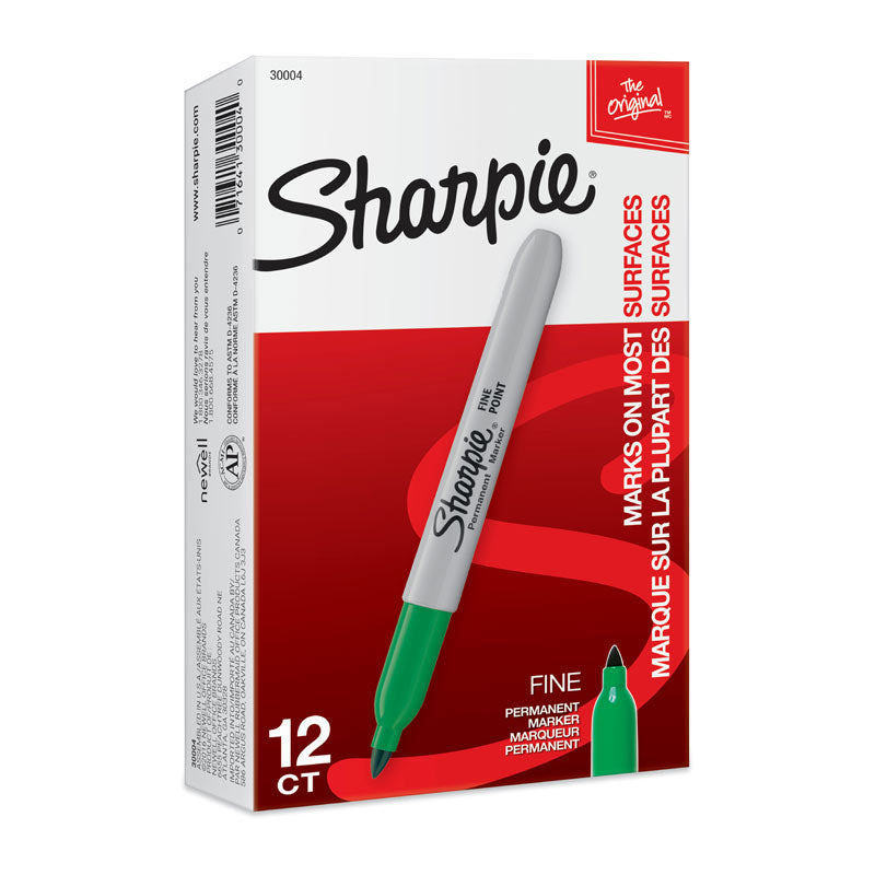 SHARPIE Permanent Marker Fine Point Green Box of 12 3