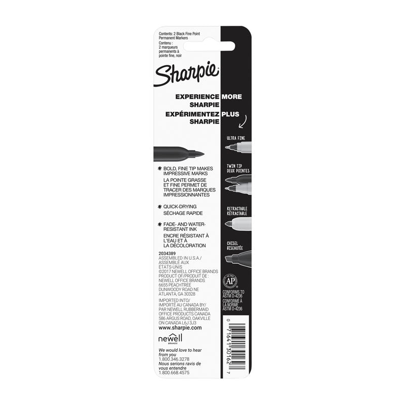 SHARPIE Permanent Marker Fine Point Black Pack 2 Box of 6 3