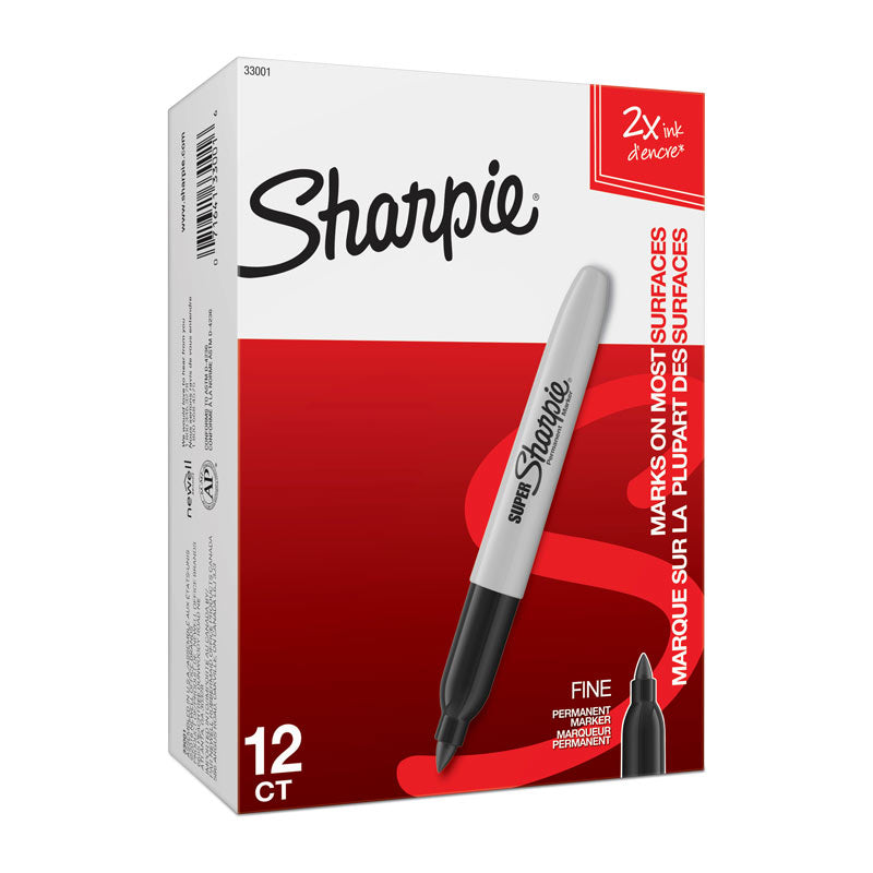 SHARPIE Super Fine Point Permanent Marker Black Box of 12 3