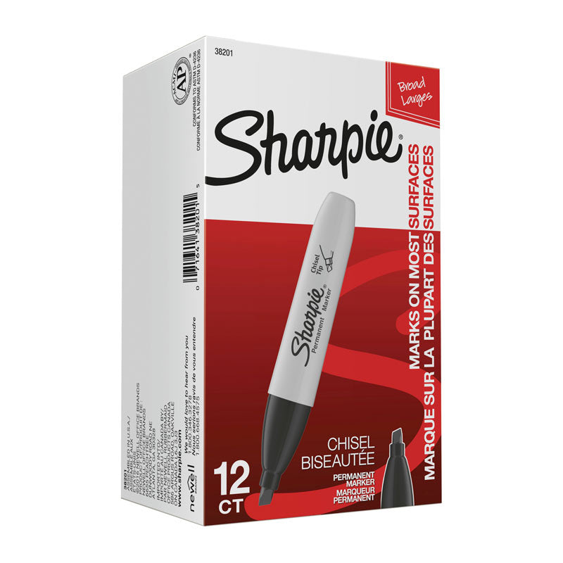 SHARPIE Chisel Tip Permanent Marker Black Box of 12 3