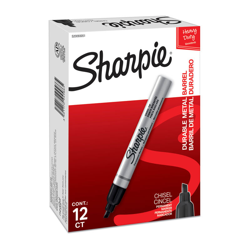 SHARPIE Metal Finish Permanent Marker Chisel Tip Black Box of 12 3