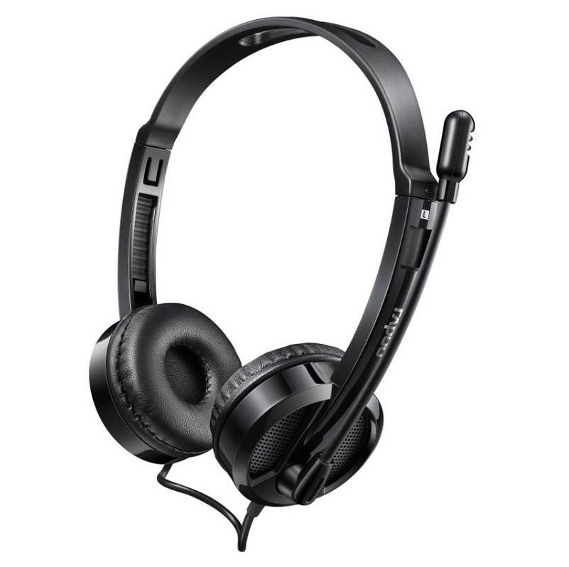 RAPOO H100 Wired Stereo Headsets - HD Voice Rotary Microphone Volume Adjustment 3.5mm 3