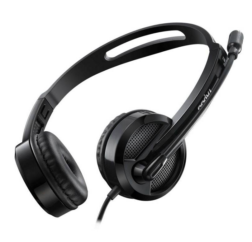 RAPOO H100 Wired Stereo Headsets - HD Voice Rotary Microphone Volume Adjustment 3.5mm 4