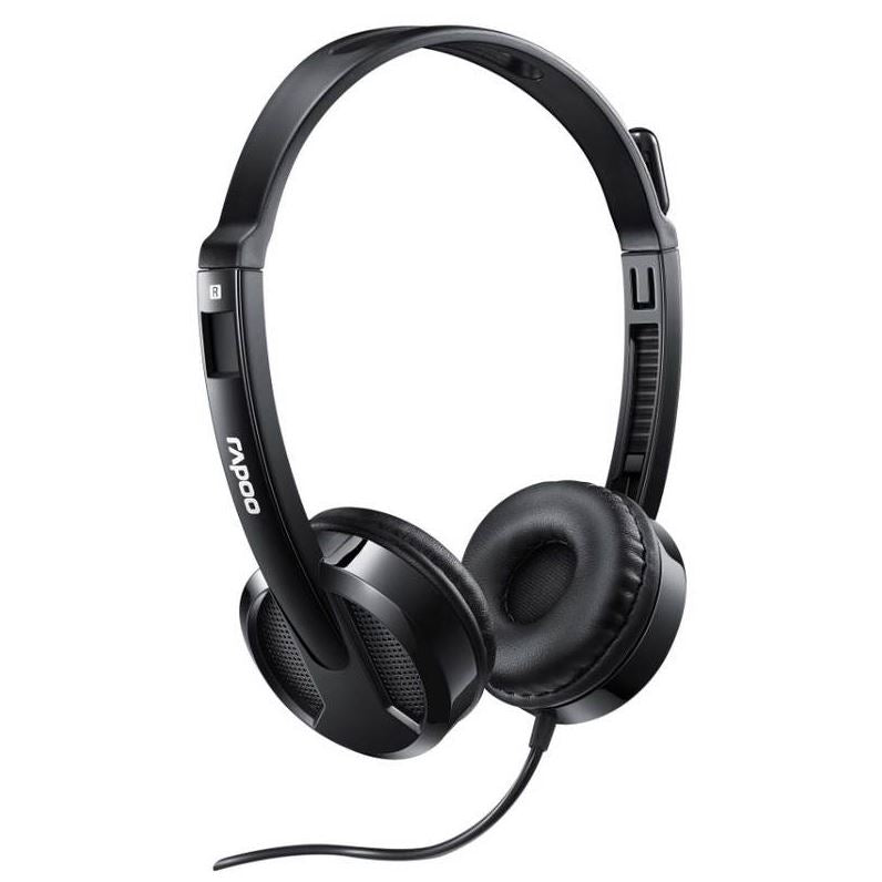 RAPOO H100 Wired Stereo Headsets - HD Voice Rotary Microphone Volume Adjustment 3.5mm 5