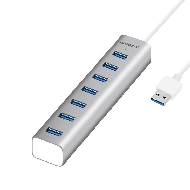 MBEAT 7-Port USB 3.0 Powered Hub - USB 2.0/1.1/Aluminium Slim Design Hub with Fast Data Speeds (5Gbps) Power Delivery for PC and MAC devices 5