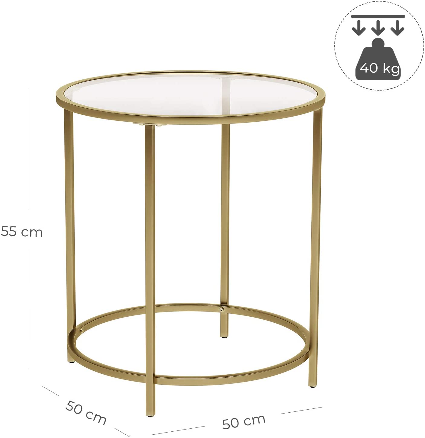 Gold Round Side Table with Golden Metal Frame Robust and Stable 6