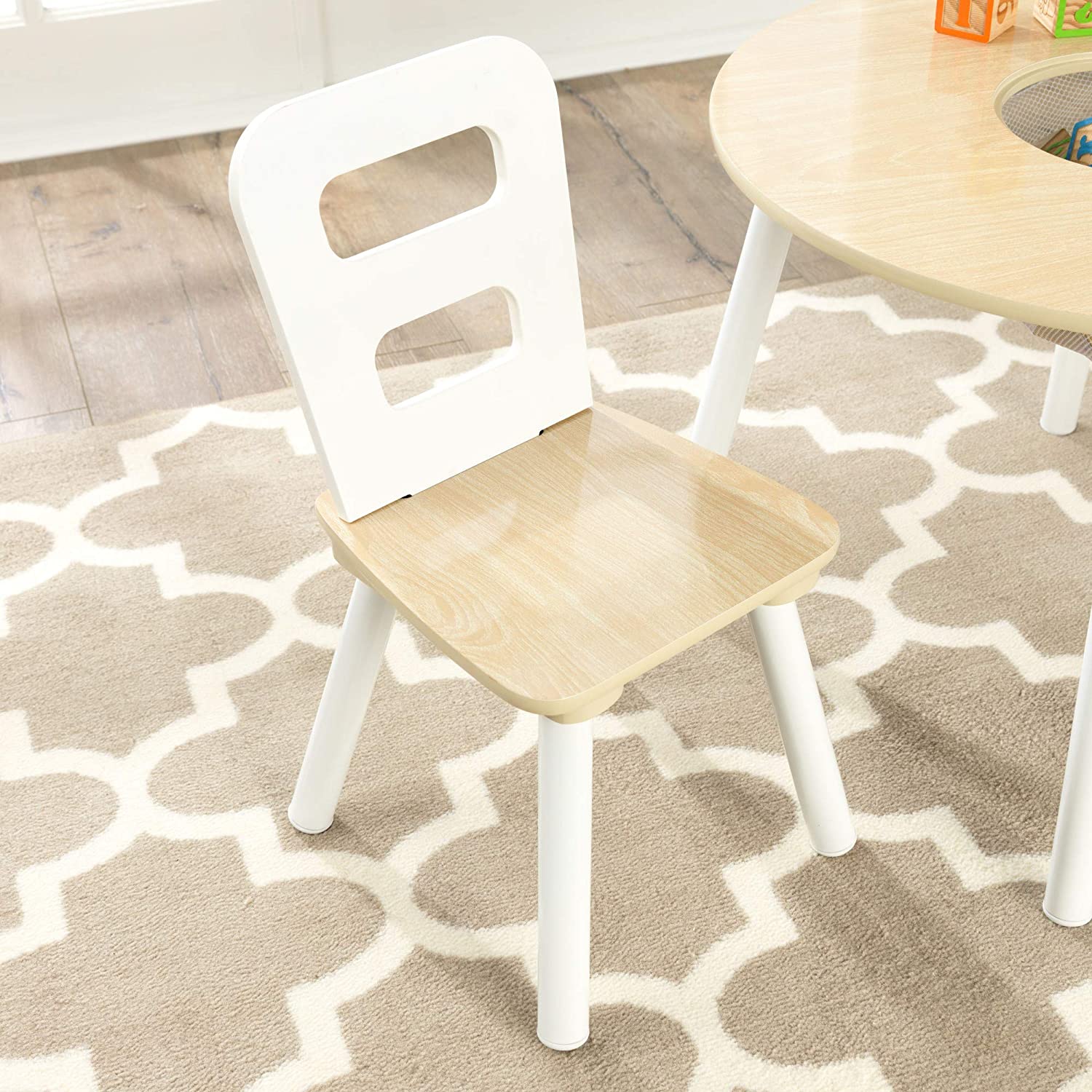Round Table and 2 Chair Set for children (White Natural) 6