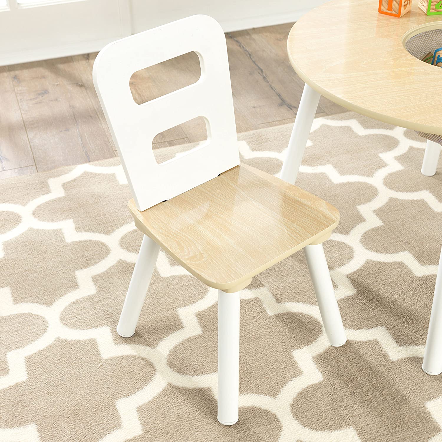 Round Table and 2 Chair Set for children (White Natural) 8